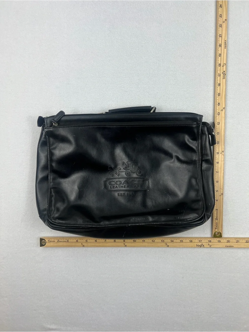 Coach Leatherwear League Messenger Commuter Black Bag Front Flap Magnet Front